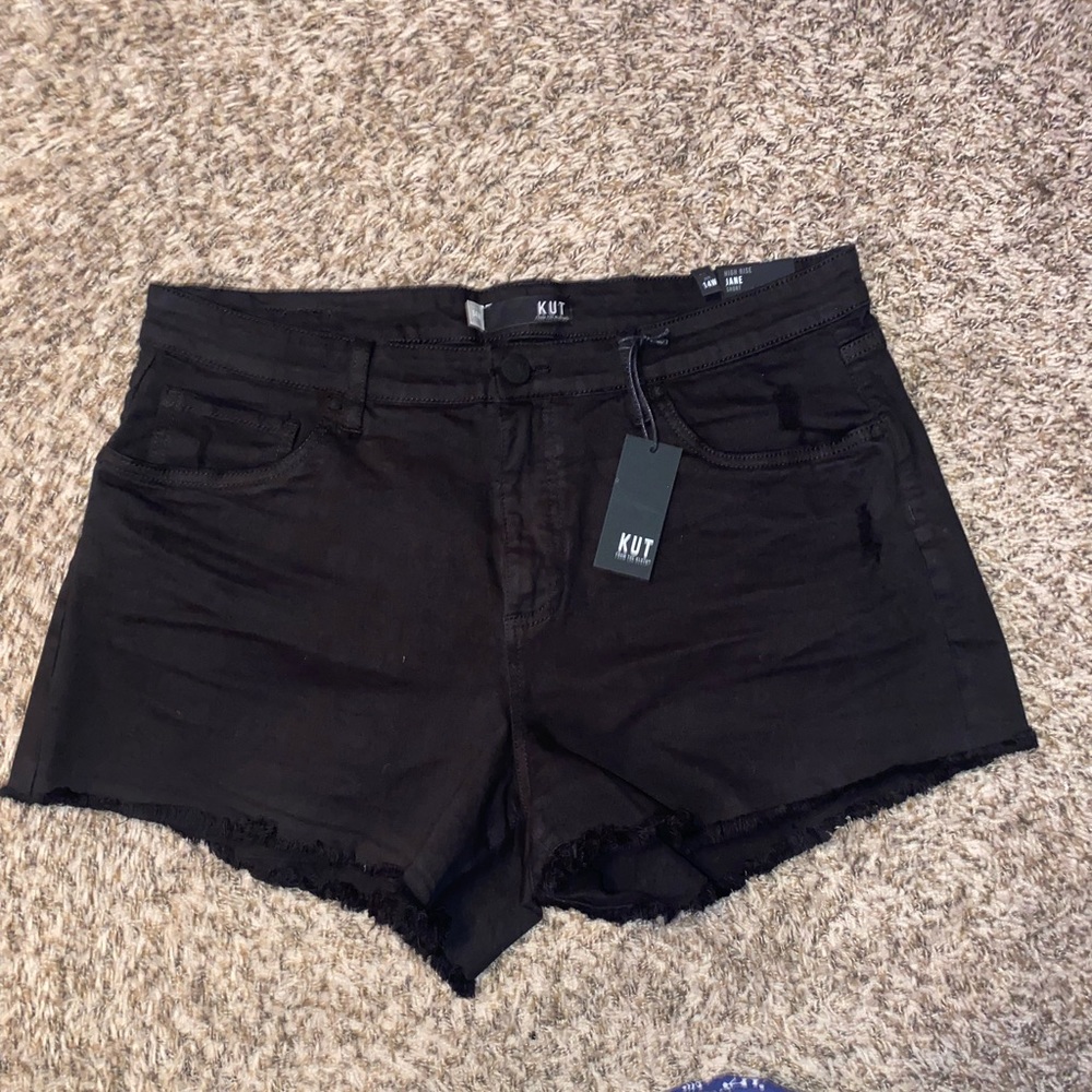 KUT from the Kloth high rise black jean shorts